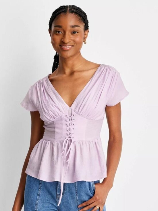 Future Collective Tops - Future Collective Lavender Corset Top Size M